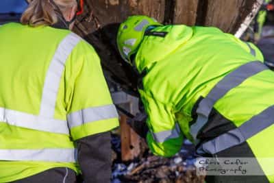 Träd flyttas under Västlänkenbygget