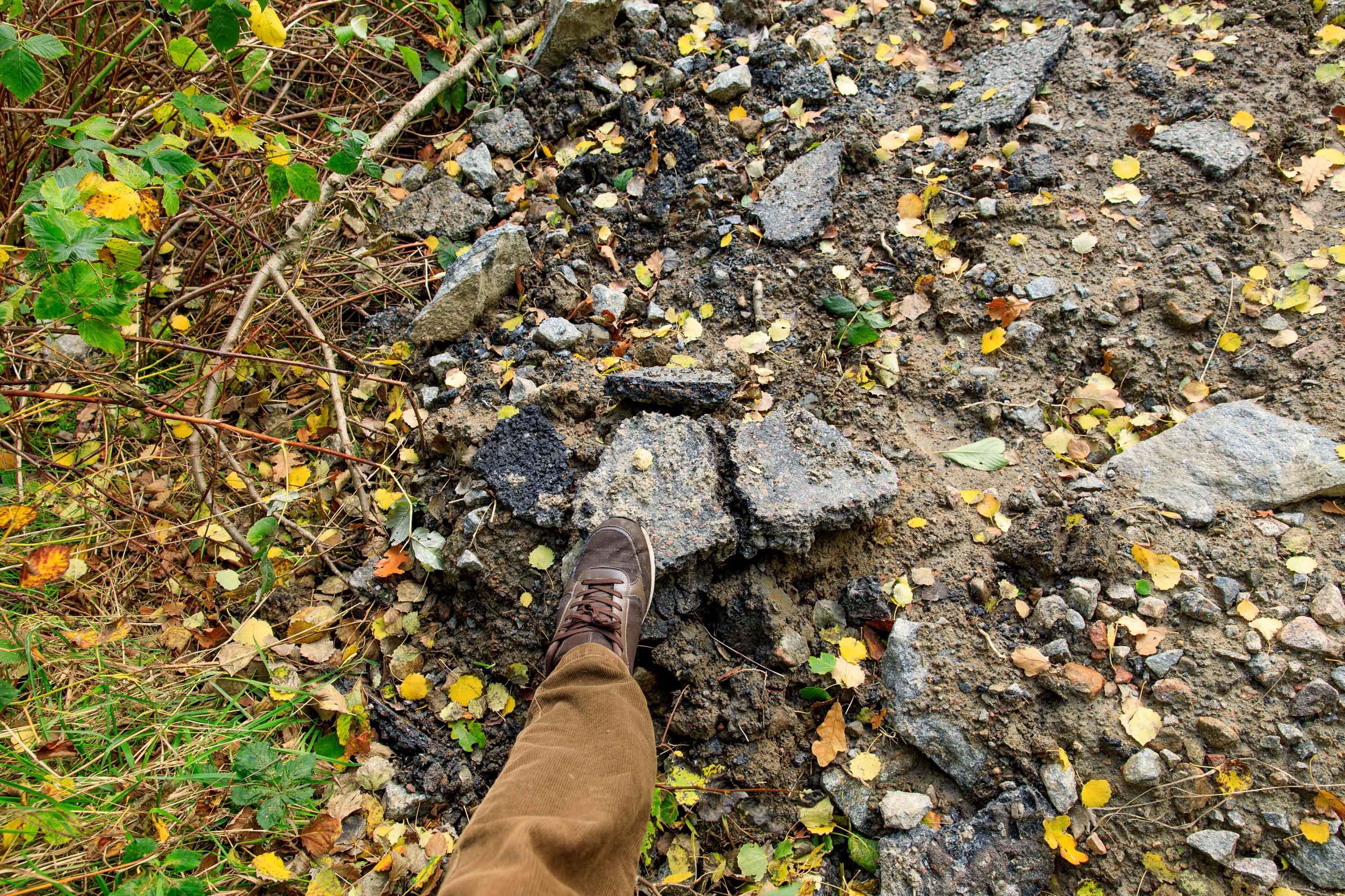 asfalt som dumpats i Välens naturreservat