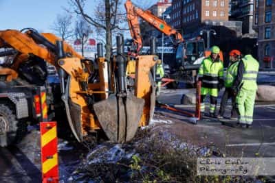 Träd flyttas under Västlänkenbygget