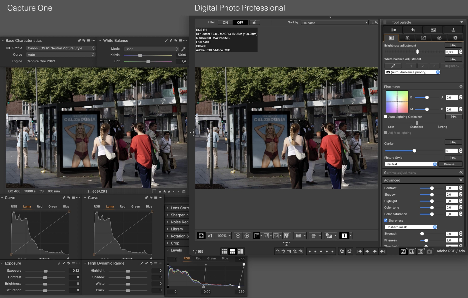 Canon EOS R1 jpeg colors in Capture One
