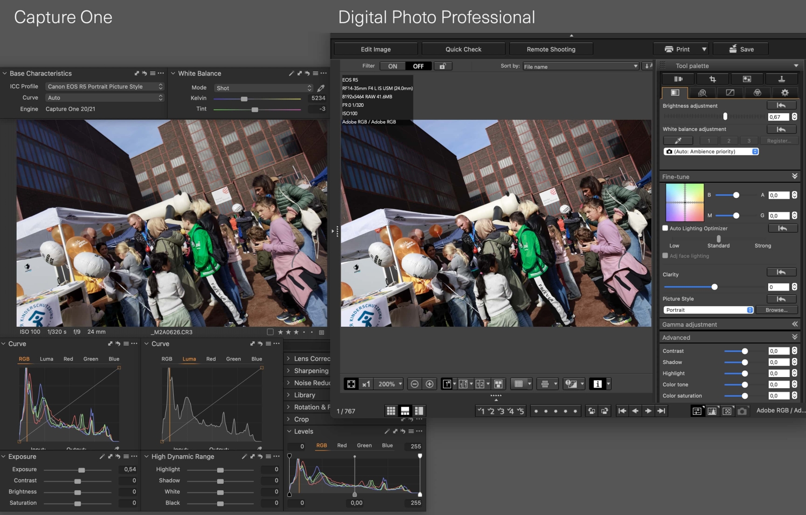 Canon EOS R1 jpeg colors in Capture One